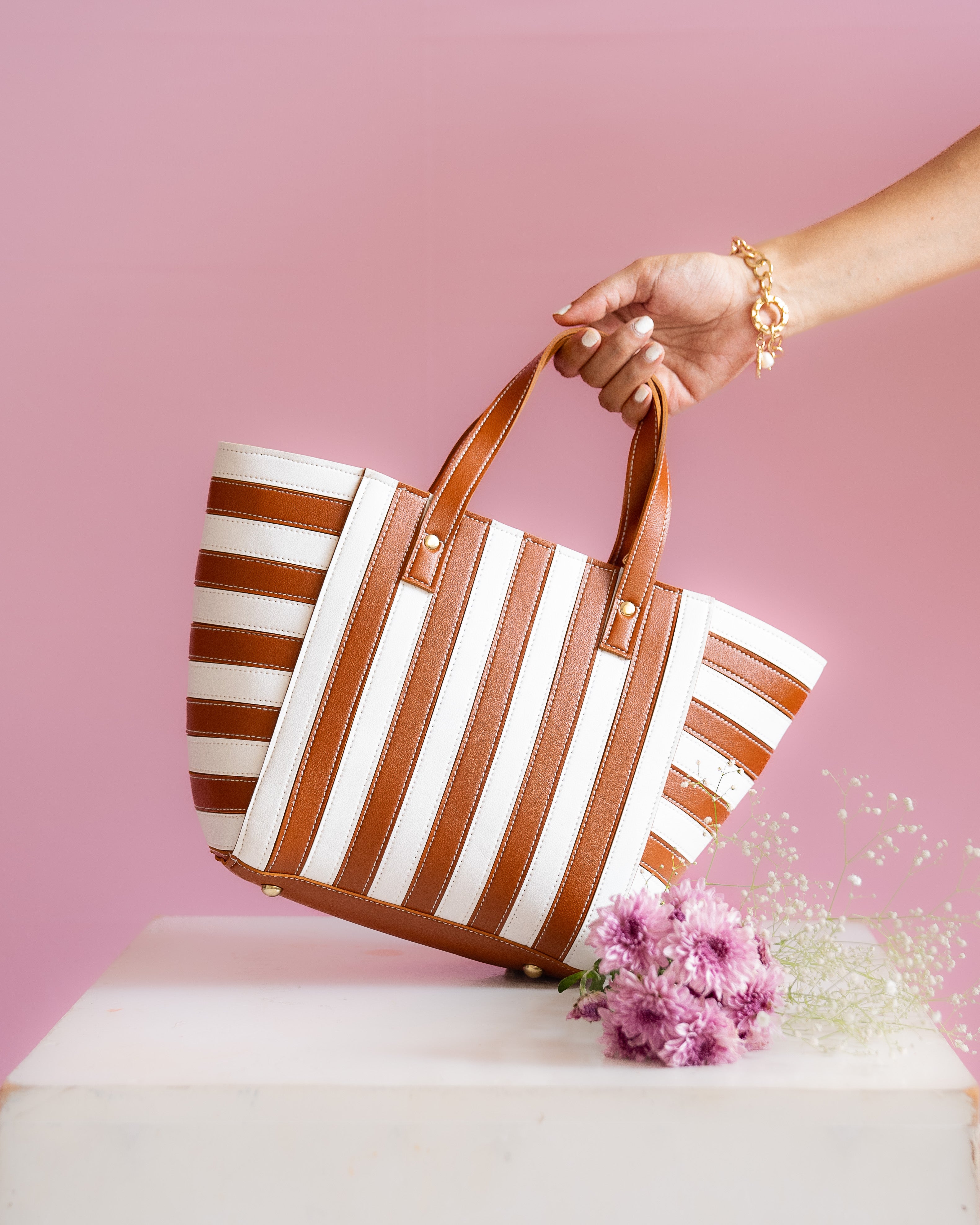 The stripey striped mini tote