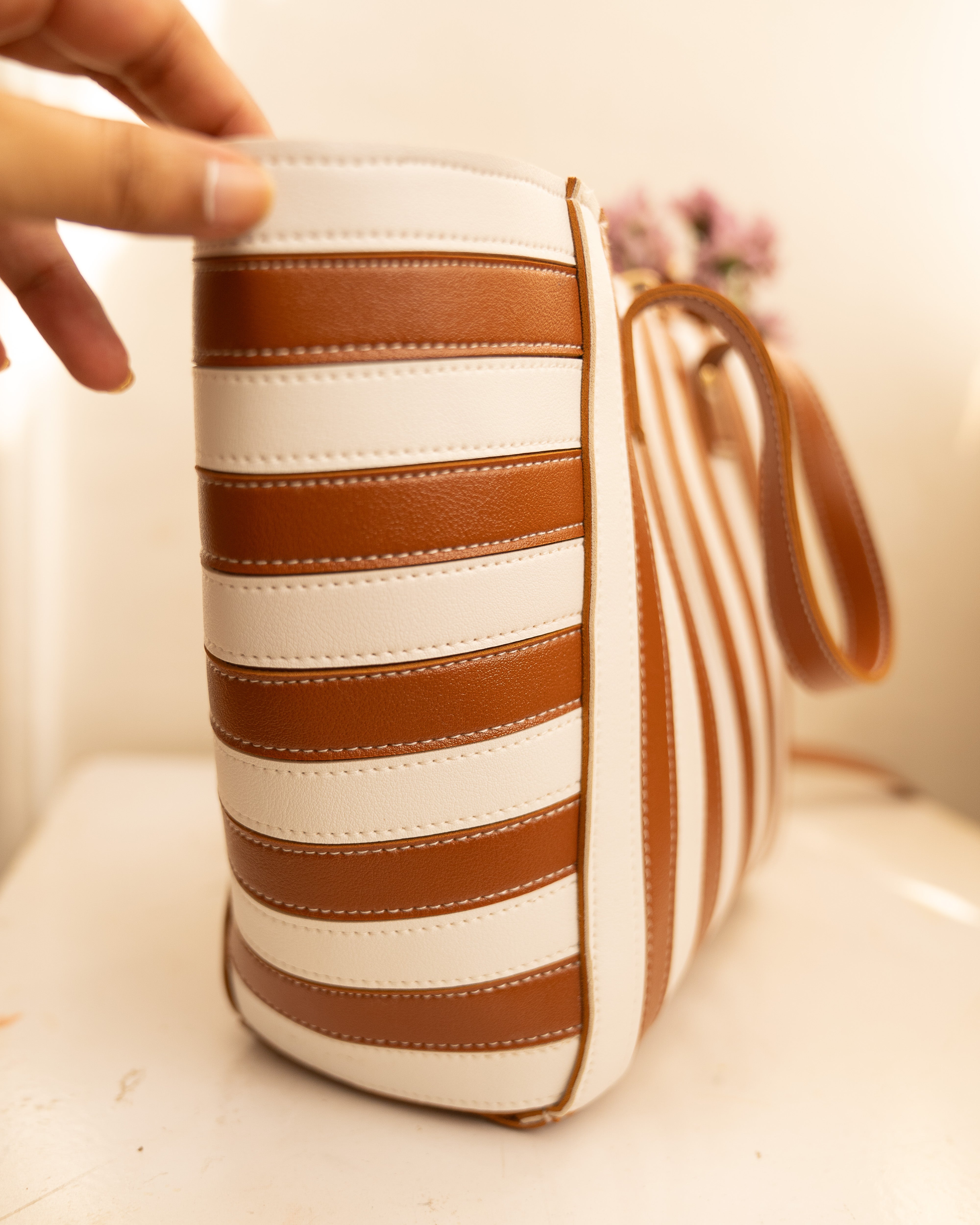 The stripey striped mini tote