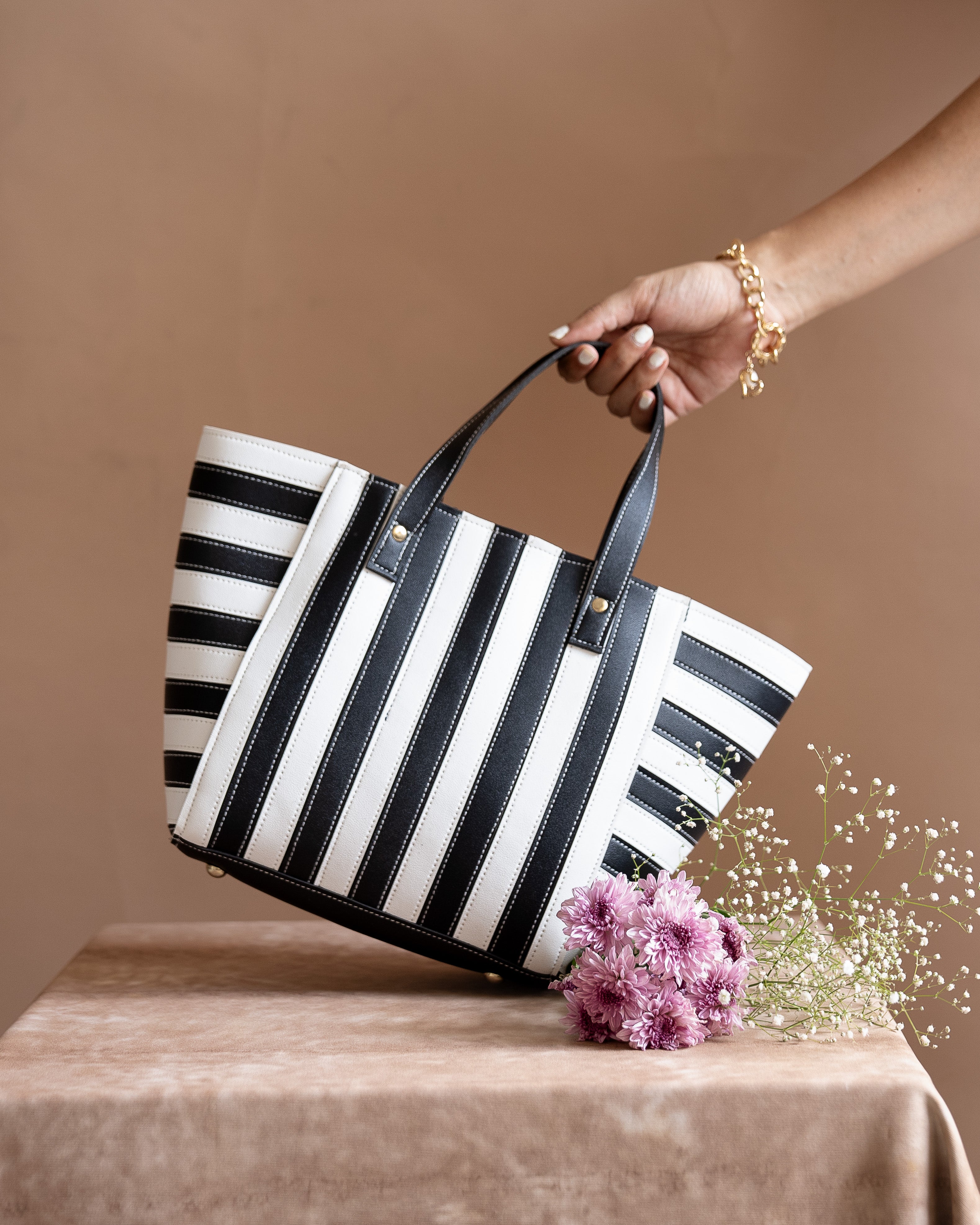 The stripey striped mini tote