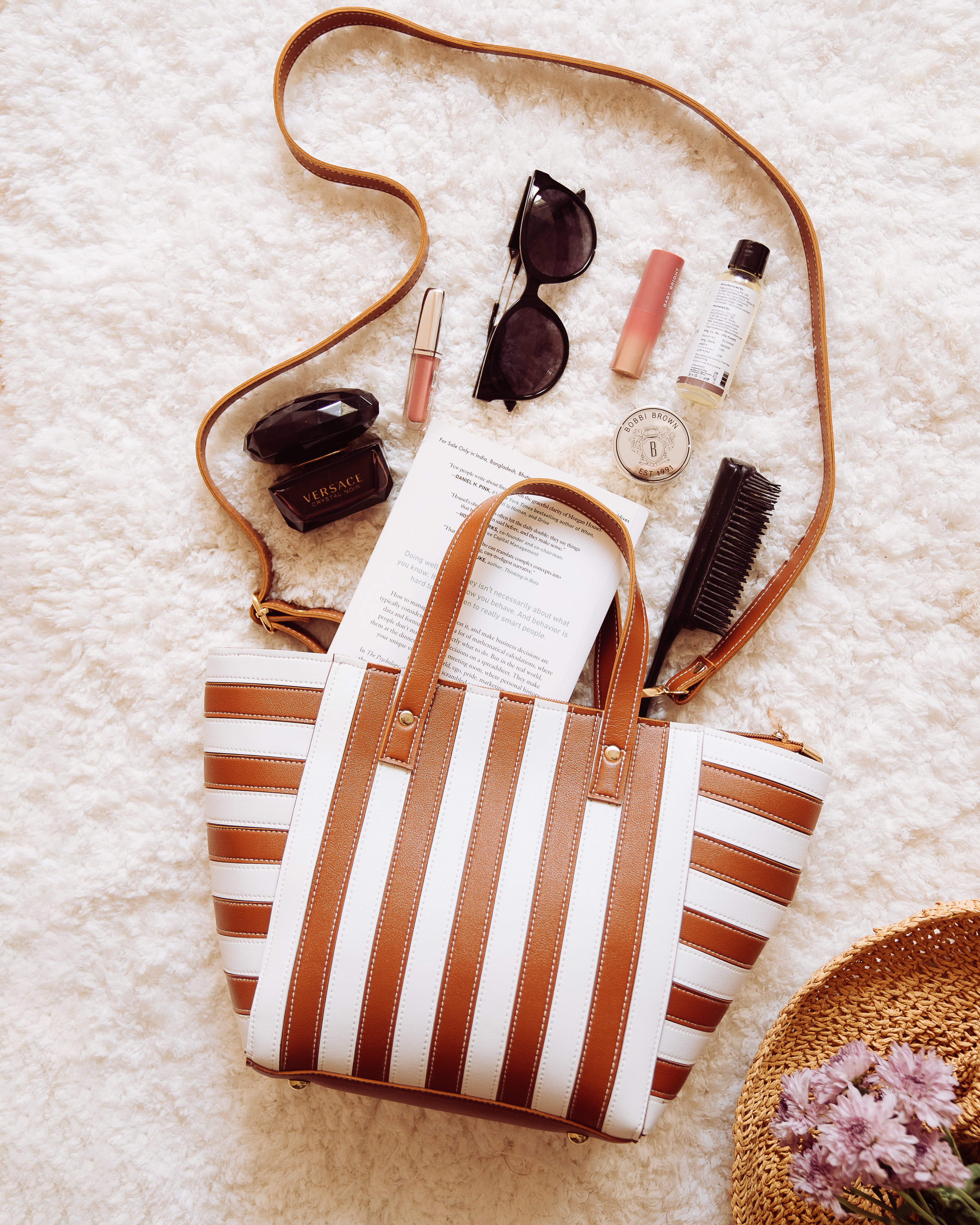 The stripey striped mini tote